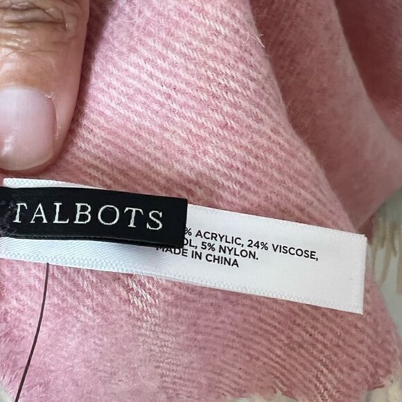 Talbots Pink/Purple/Blue Multi Colorblock Cozy Soft Oversized Wool Fringe Scarf - Picture 5 of 7